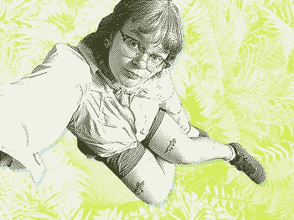 dithered self portrait with ferns